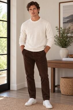 PIOMBO Mens Brown Corduroy Pants Size 32 Slim